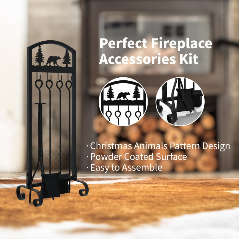 Set D'outils Pour Cheminée - Accessoires En Métal Forgé - Cadeau Déco - Neuf Sous Emballage